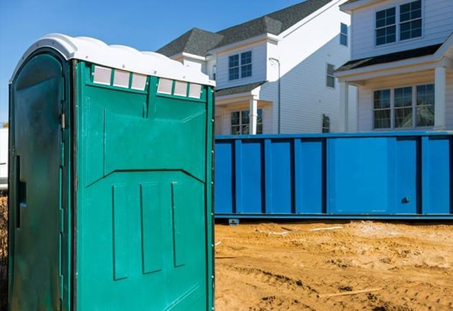 construction crew essentials portable toilets on site